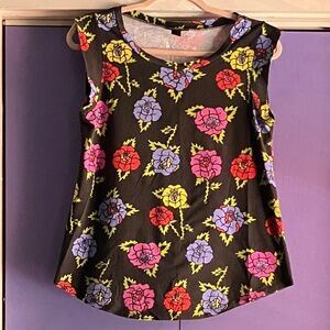 NOOWORKS Muscle Tee in Black Roses Cotton Quirky Abstract Boxy L